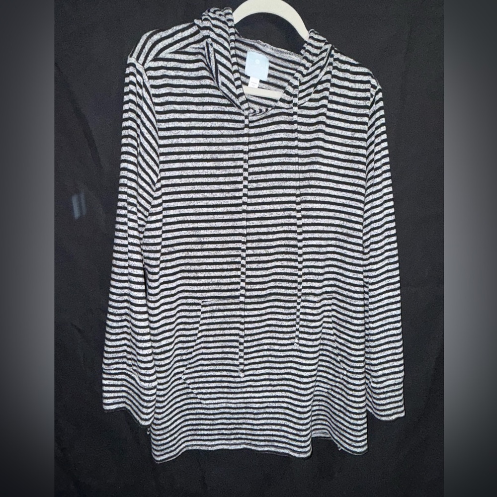Sunday Black and White Striped V-Neck Sweater
